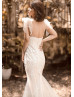 Spaghetti Straps Beaded Ivory Lace Tulle Wedding Dress